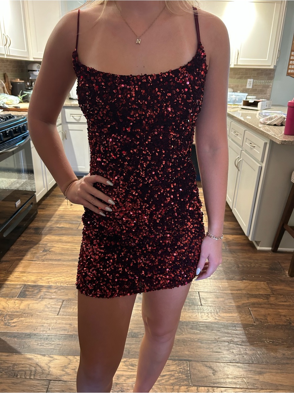 Red Sequin Bodycon Mini homecoming Dress